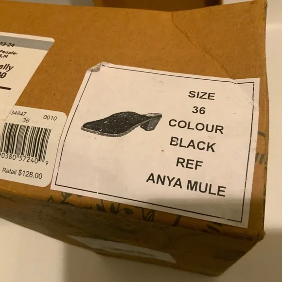 FREE PEOPLE Anya Black Suede Pointed Toe Western Chunky Heel Mules Cowboy Shoes - Picture 11 of 11